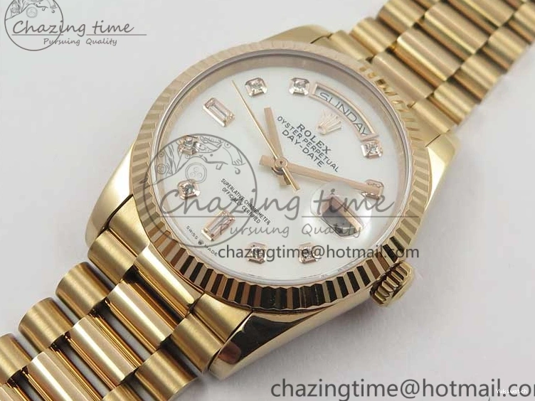 36 Day-Date Dial Edition Maker President RG 128239 Markers on Crystral RG Bp MOP Bracelet Best White 1220